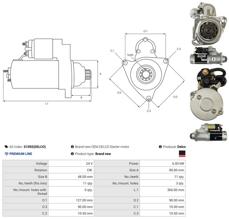 AS-PL S1092(DELCO) Starter