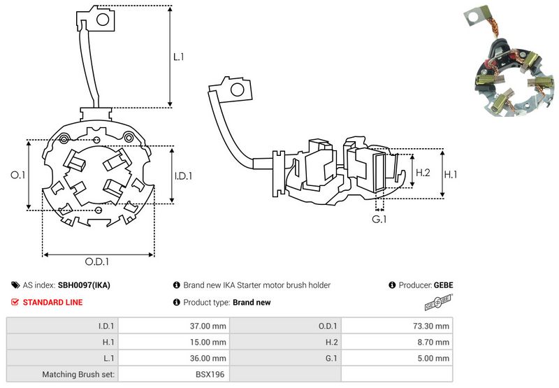 Kinnitus, süsinikuharjad, AS-PL SBH0097(IKA)
