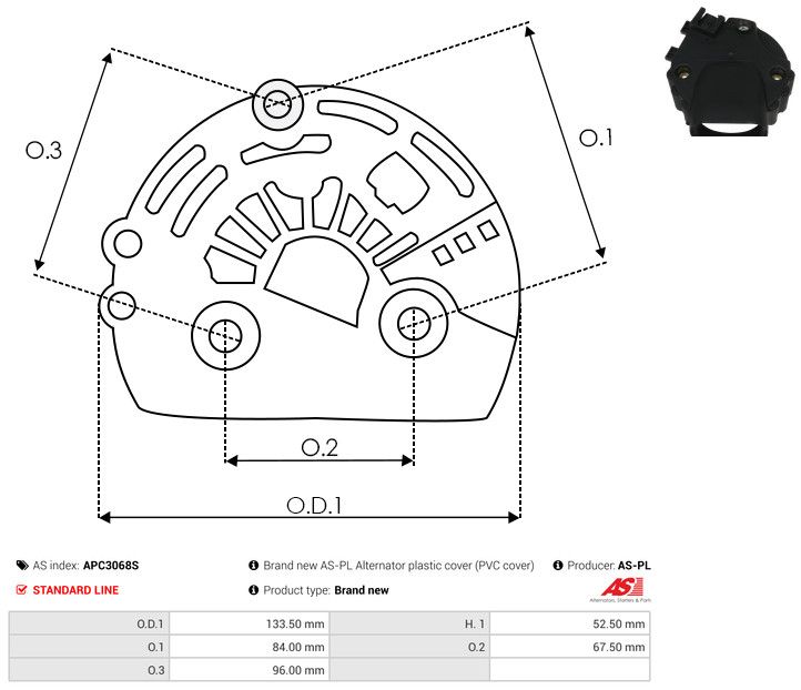 Kaitsekate, generaator, AS-PL APC3068S