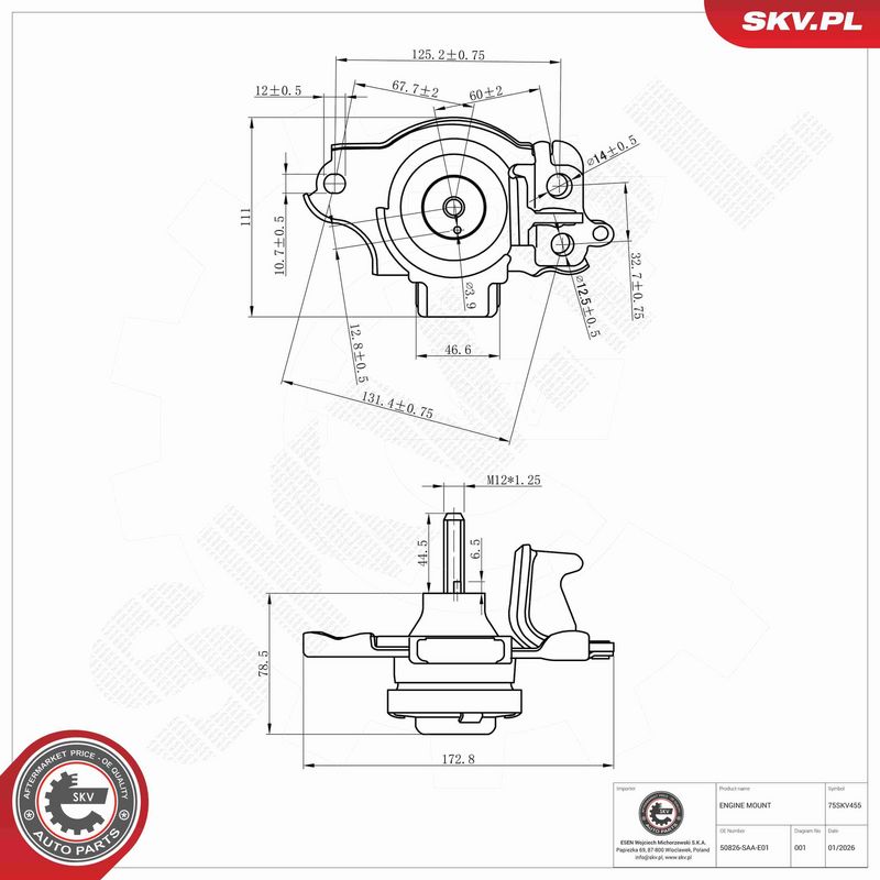 ESEN SKV 75SKV455 Mounting, engine
