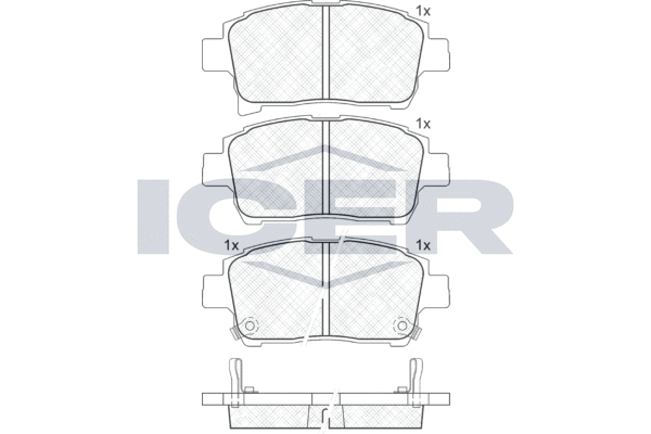 Комплект гальмівних накладок, дискове гальмо, Icer 181583
