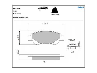 DELPHI LP1949 Brake Pad Set, disc brake