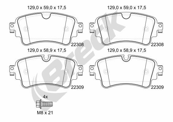 BRECK 22308 00 702 00 Brake Pad Set, disc brake