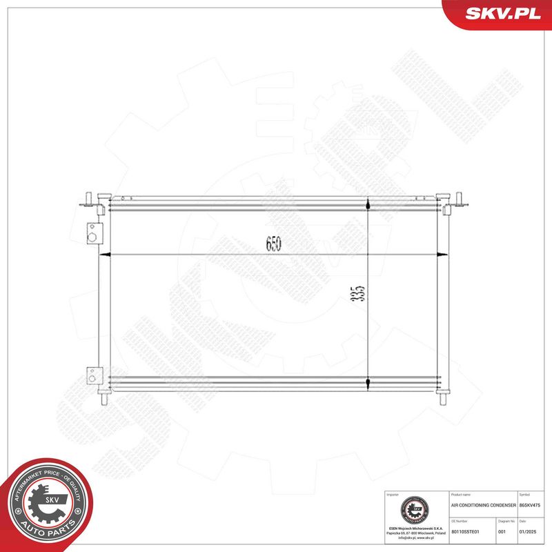 ESEN SKV 86SKV475 Condenser, air conditioning