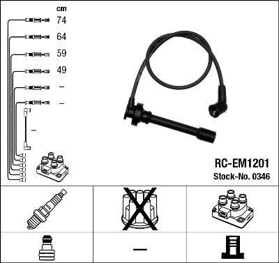 Комплект проводів високої напруги, Ngk RCEM1201