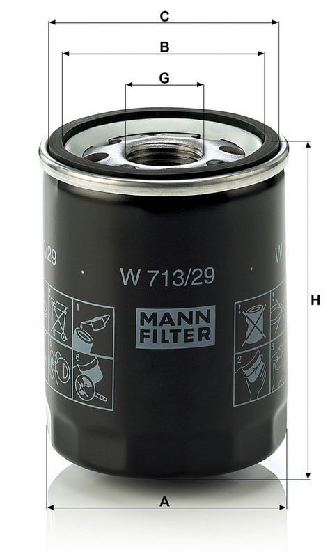 Õlifilter, MANN-FILTER W 713, 29