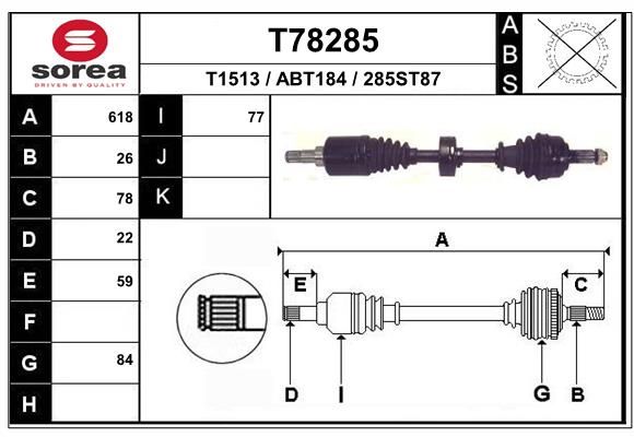 EAI hajtótengely T78285