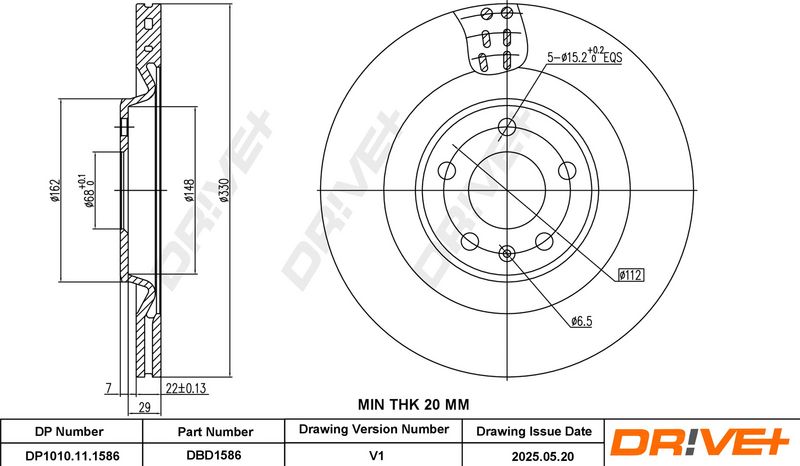 Disc frana DP1010.11.1586 Dr!ve+