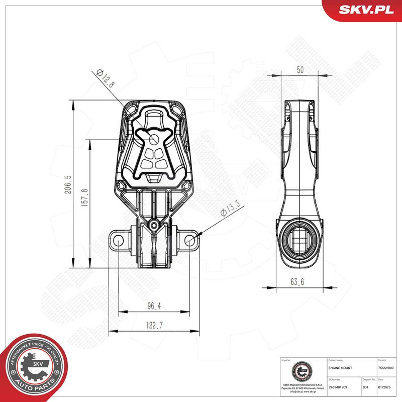 Paigutus, Mootor, ESEN SKV 75SKV049