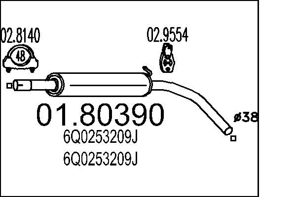 Проміжний глушник, Mts 01.80390