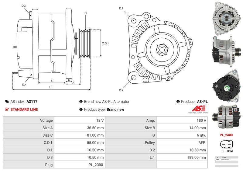 AS-PL A3117 Alternator
