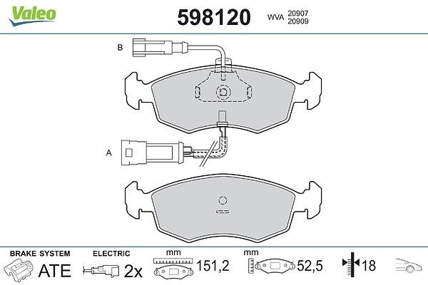 комплект спирачно феродо, дискови спирачки VALEO