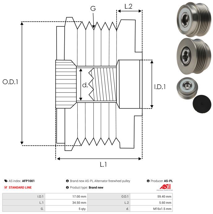 AS-PL AFP1001 Alternator Freewheel Clutch