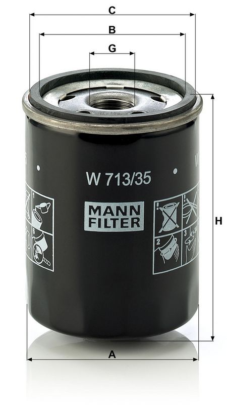 Õlifilter, MANN-FILTER W 713, 35