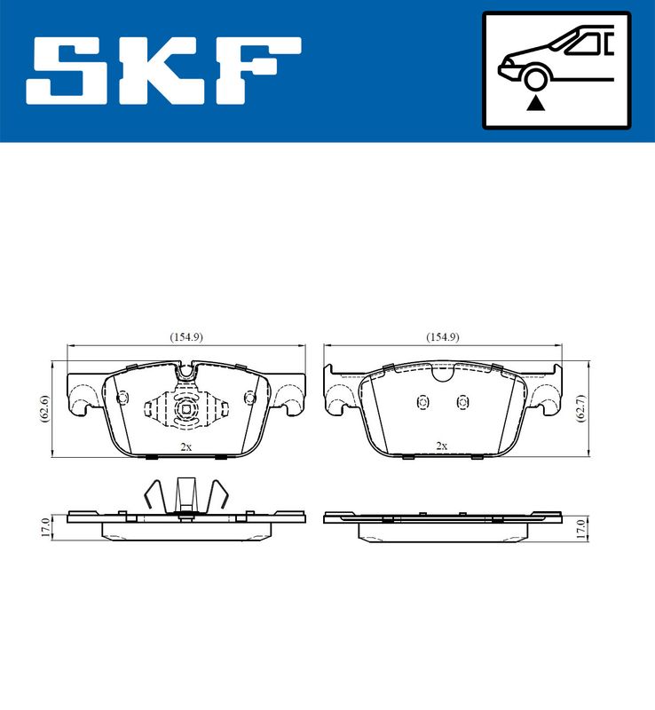 Комплект гальмівних накладок, дискове гальмо, Skf VKBP80563