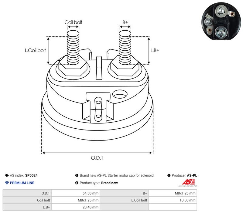 Kaas, starteri relee, AS-PL SP0024