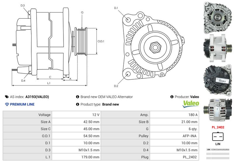 AS-PL A3193(VALEO) Alternator
