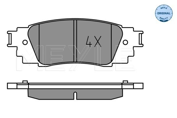 Комплект гальмівних накладок, дискове гальмо, задня вісь, без контакту попередження про знос, Meyle 0252243415