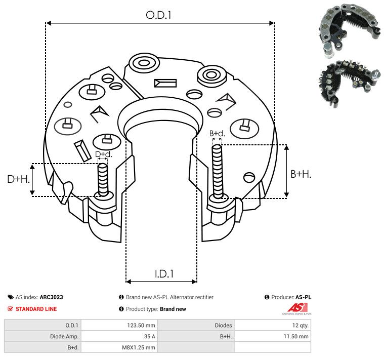 AS-PL ARC3023 Rectifier, alternator