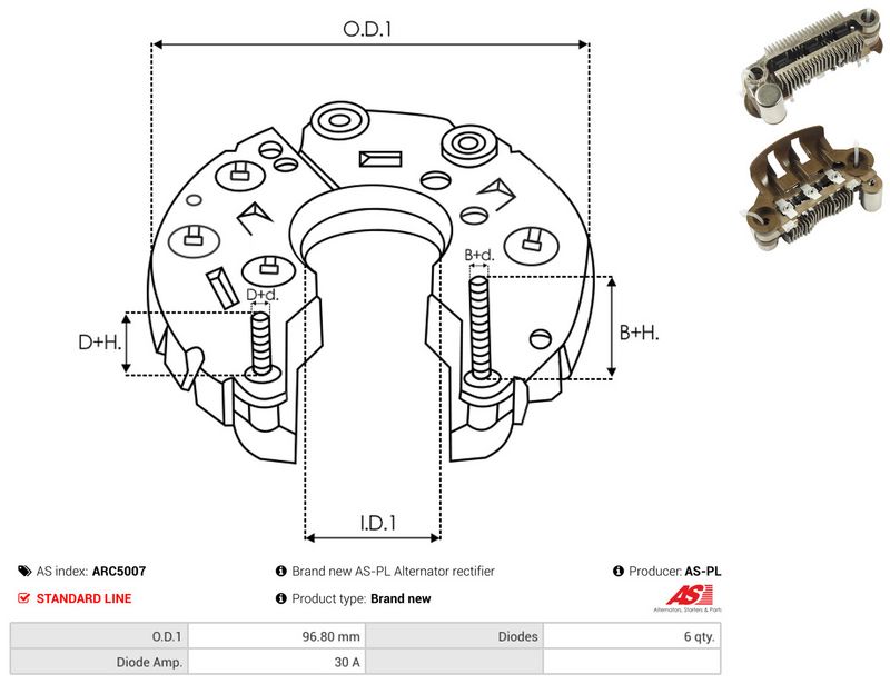 AS-PL ARC5007 Rectifier, alternator