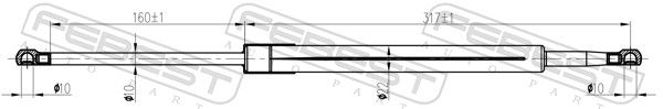 FEBEST 02117-005 Gas Spring, boot/cargo area