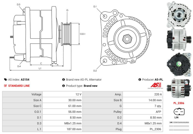 AS-PL A3154 Alternator
