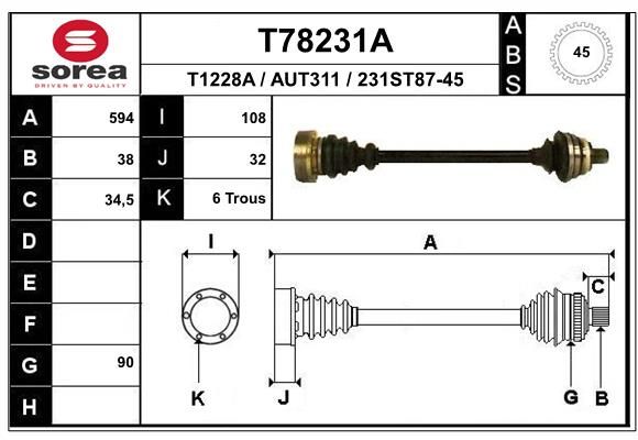 EAI hajtótengely T78231A