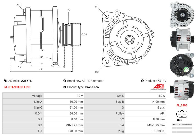 AS-PL A3577S Alternator