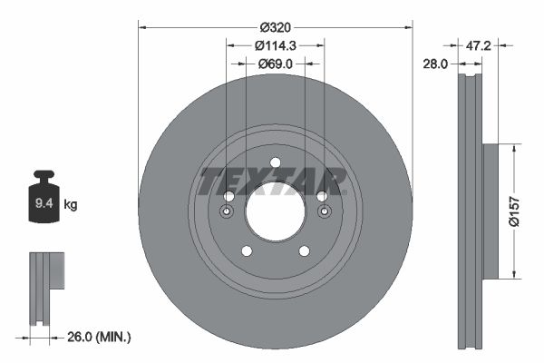 Диск тормозной (передний) на Cadenza, Ceed, Eclipse, Grandeur, I40, IX35, Kauai, Kona, Optima, Outlander, ProCeed, So...