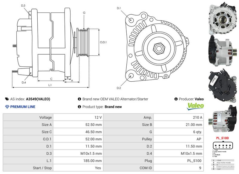 AS-PL A3549(VALEO) Alternator