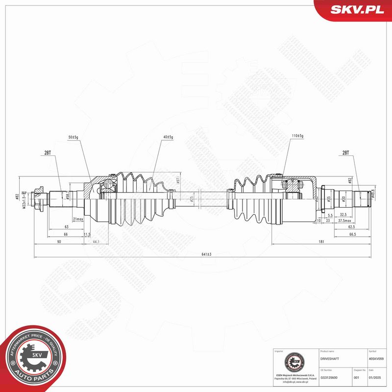 ESEN SKV 40SKV059 Drive Shaft