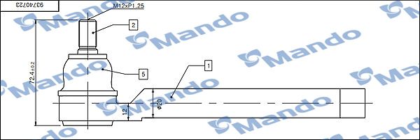 Наконечник, поперечна кермова тяга, Mando DSA020622