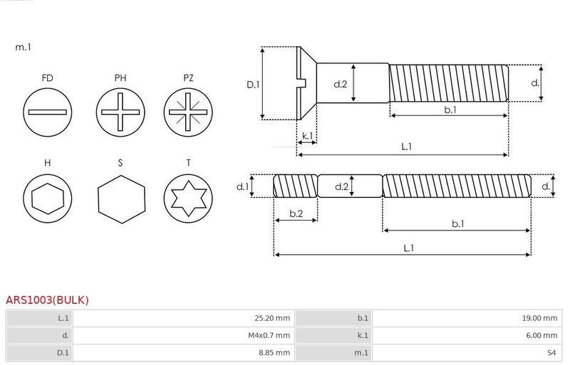 Ремонтний комплект, генератор, Auto Starter ARS1003(BULK)