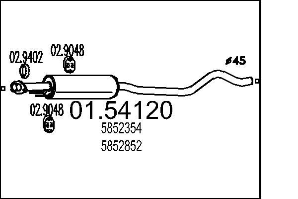 Проміжний глушник, Mts 01.54120