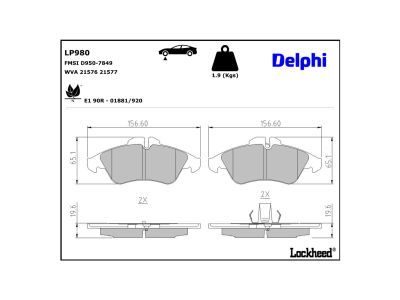 DELPHI LP980 Brake Pad Set, disc brake