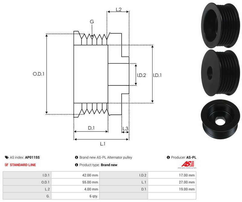Rihmaratas, generaator, AS-PL AP0115S