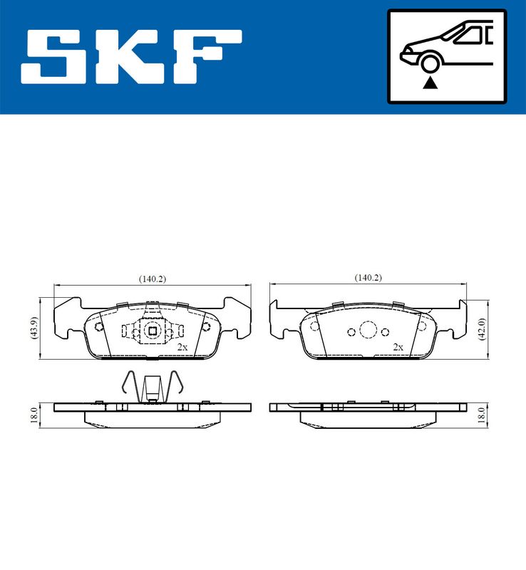 Комплект гальмівних накладок, дискове гальмо, Skf VKBP80376