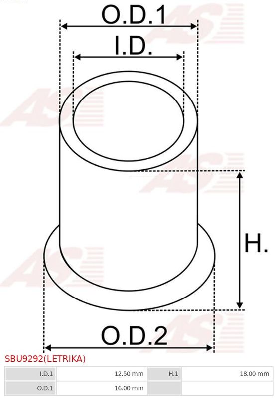 Втулка, вал стартера, Auto Starter SBU9292(LETRIKA)