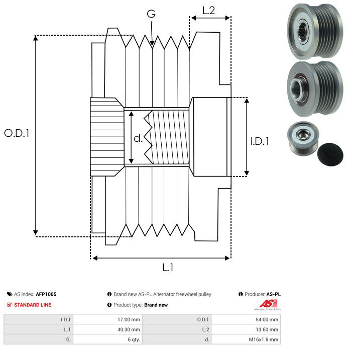 AS-PL AFP1005 Alternator Freewheel Clutch