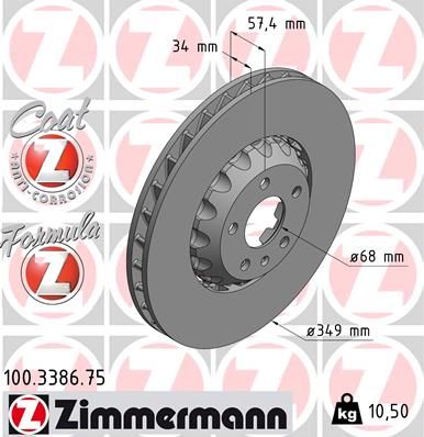 Гальмівний диск, Zimmermann 100338675