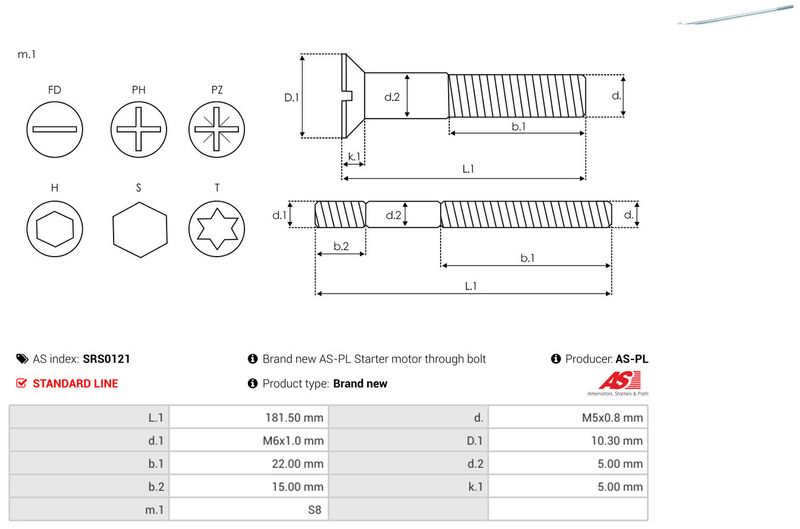 Remondikomplekt, generaator, AS-PL SRS0121