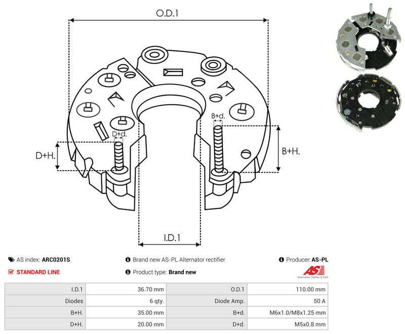 AS-PL ARC0201S Rectifier, alternator