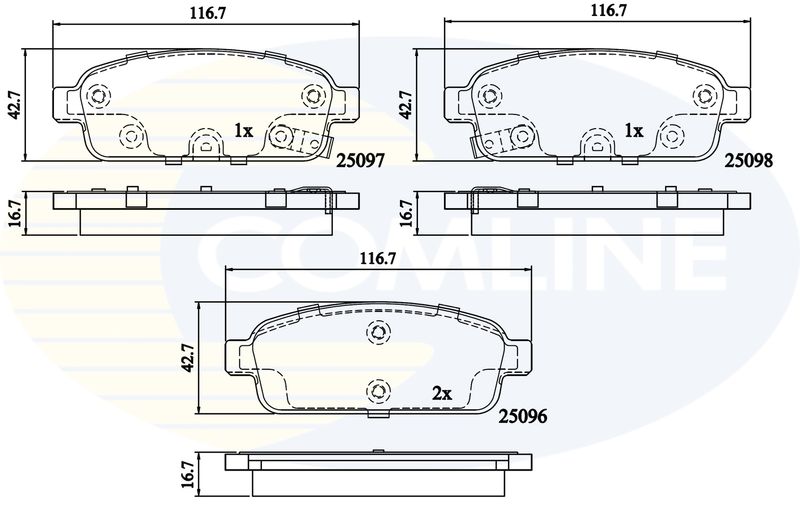 Комплект гальмівних накладок, дискове гальмо Comline CBP32024