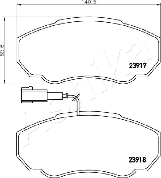 Комплект гальмівних накладок, дискове гальмо, Ashika 50-00-0222