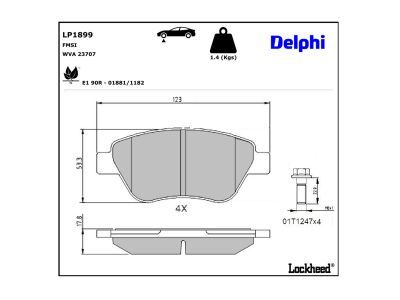 DELPHI LP1899 Brake Pad Set, disc brake