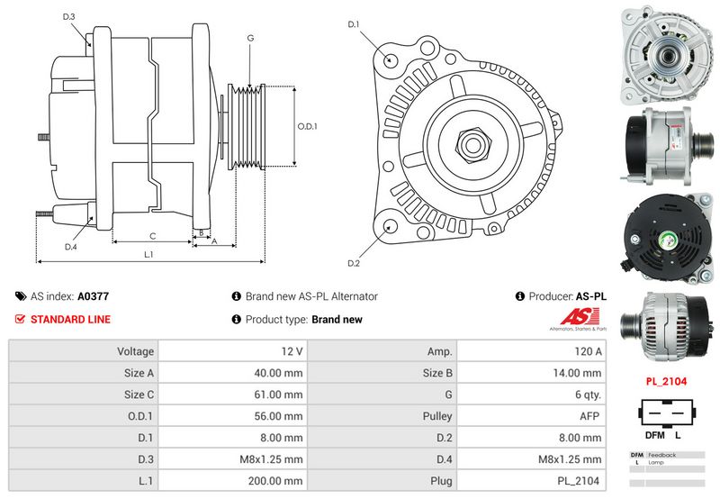 AS-PL A0377 Alternator