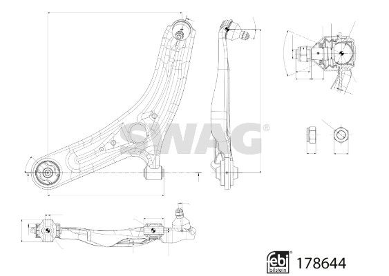 SWAG 33 10 6999 Control/Trailing Arm, wheel suspension