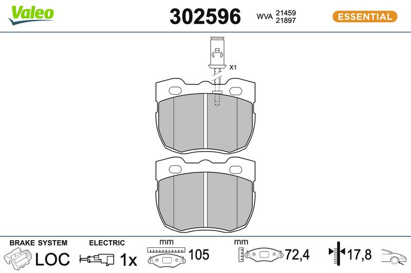 комплект спирачно феродо, дискови спирачки VALEO