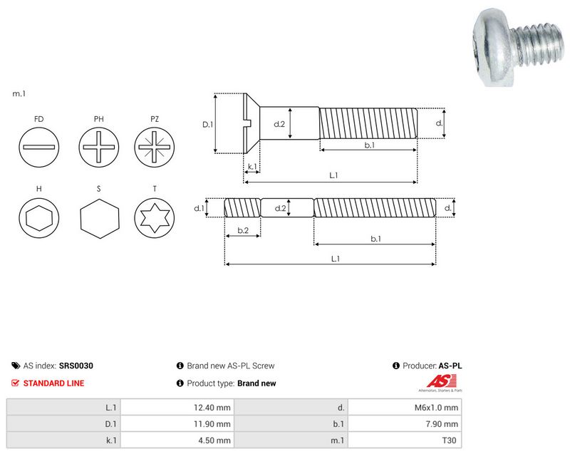 Remondikomplekt, generaator, AS-PL SRS0030