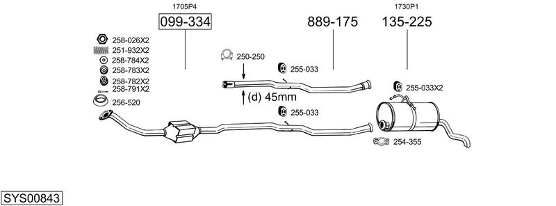 BOSAL kipufogórendszer SYS00843